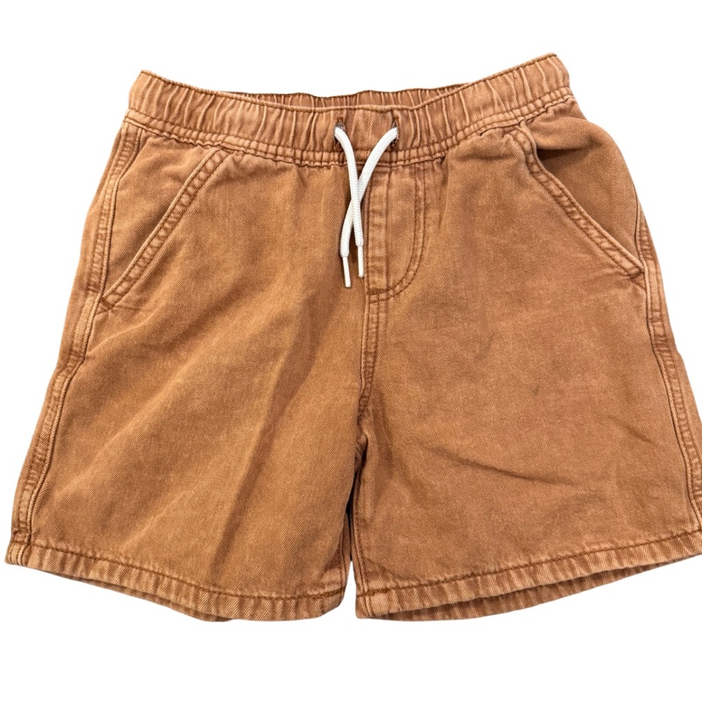 Art Class Relaxed Khaki Cotton Shorts, Boys Size 8 (M) Camel Brown Drawstring